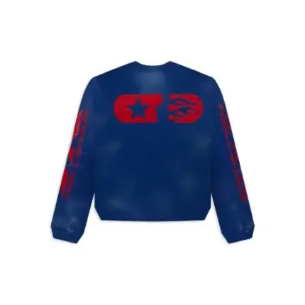 Blue Hellstar Sports Long Sleeves Crewneck